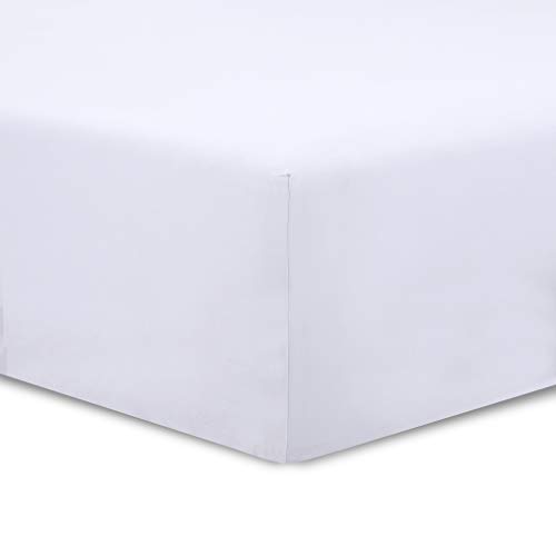 VISION Sábana bajera blanca – 150 x 200 cm con gorro de 30 cm – 100% algodón