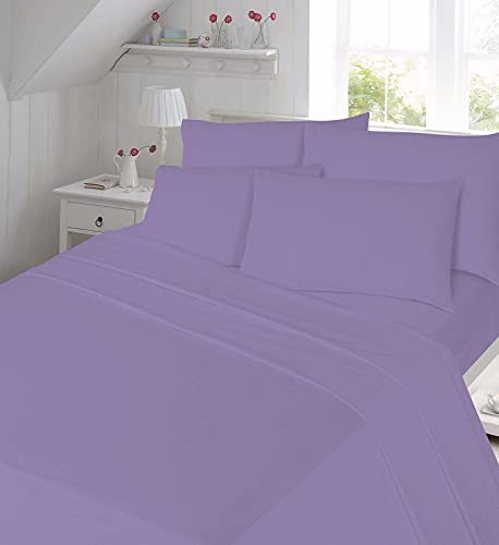 Rainbow Style Sábana bajera ajustable de franela con 2 fundas de almohada a juego, 100% algodón, color lila