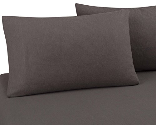 DELANNA Juego de sábanas de franela 100% algodón (individual, gris)