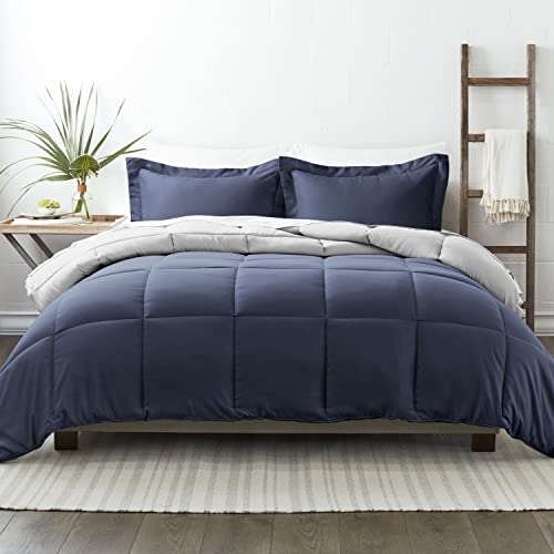 Simply Soft Premium Down Alternative Reversible Comforter Set Juego de sábanas, Azul Marino, Twin/Twin XL