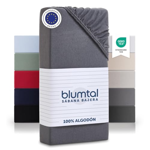 Blumtal Basics Sábana Bajera Ajustable 100% Algodón - Sábana Bajera para colchón de hasta 22 cm de Altura,...