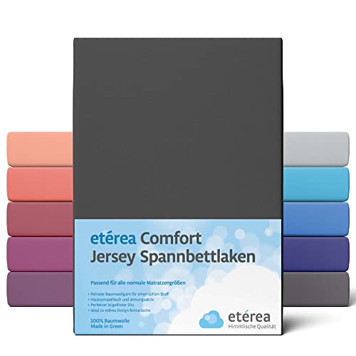 etérea Comfort Jersey Spannbettlaken 90x200-100x200 cm - 100% Baumwolle Spannbetttuch Bettlaken bis 25 cm...
