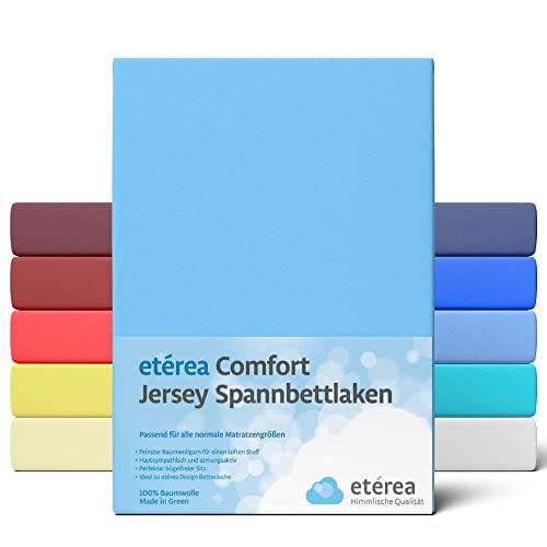 etérea Comfort Jersey Spannbettlaken 90x200-100x200 cm - 100% Baumwolle Spannbetttuch Bettlaken bis 25 cm...