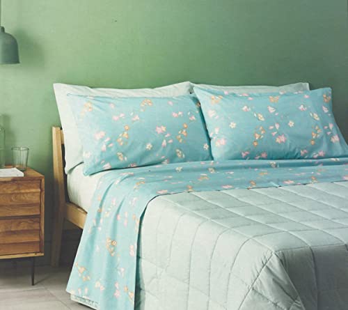 Zucchi Juego de sábanas para cama de matrimonio de dos plazas con fundas de almohada dobles, 100% algodón...