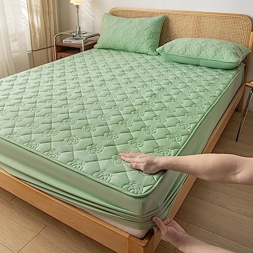 NINGHOME Funda de cama estilo sábana bajera ajustable de 200 x 200 pulgadas, protector de colchón acolchado...