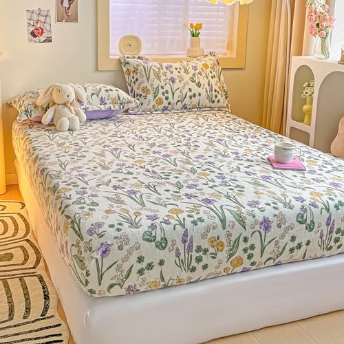 Bed Sheet Breathable Super King Bed,Cartoon Thickened Velvet Bedsheets, Cartoon Print Bedspread Mattress Cover...